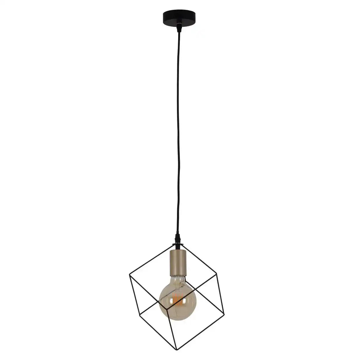 Pendelleuchte "CANTO", Hängelampe in Metall schwarz und Gold, E27-Fassung, für Esszimmer, Wohnzimmer, Diele oder Büro, 26 x 26 cm