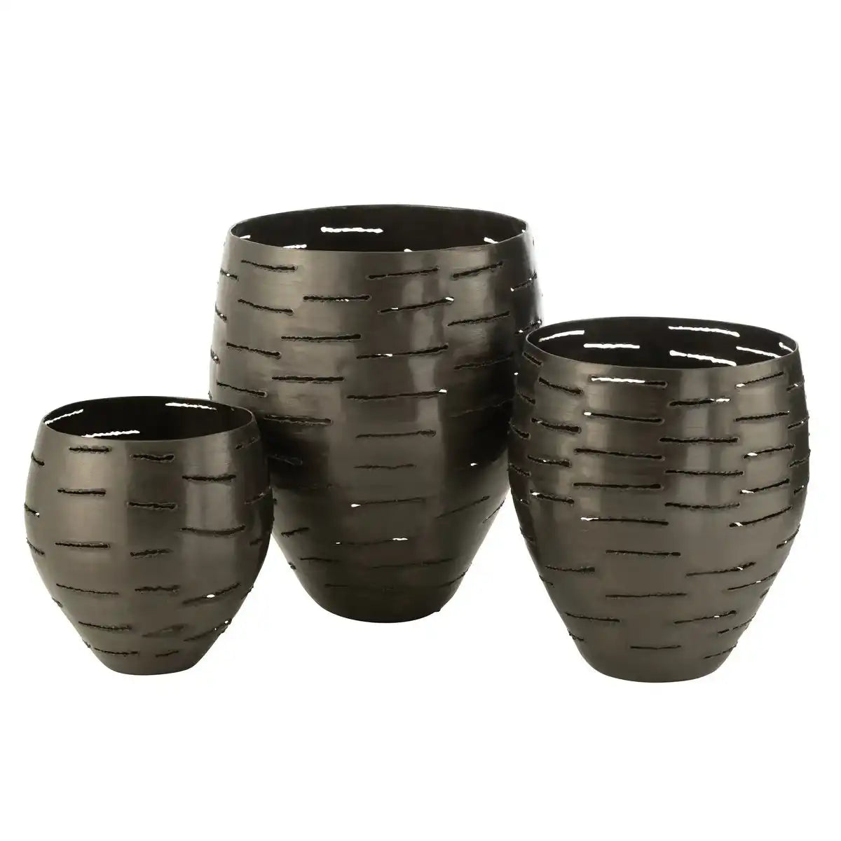 J-Line Set mit 3 Laternen aus Metall, Schwarz