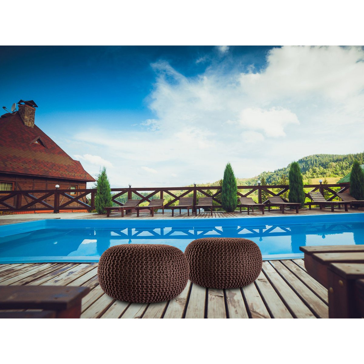Pouf outdoor ø55cm Sitzpouf Terrasse Pool Garten