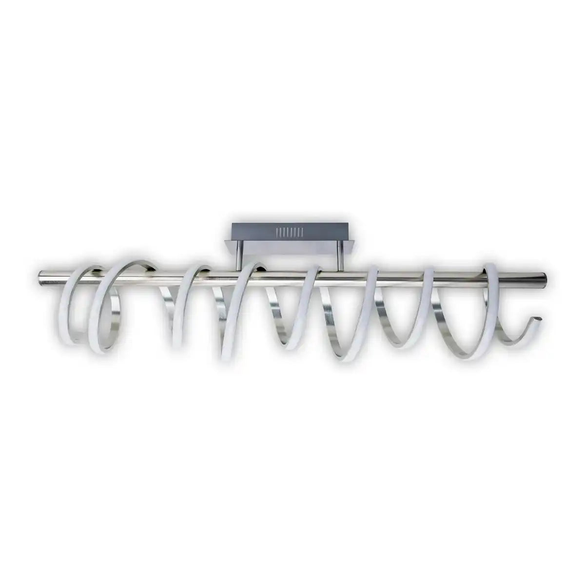 LED Deckenleuchte "BELLEZA", moderne Deckenlampe aus Metall und Kunststoff in Nickel matt und Weiß, mit fest verbauten LEDs, 100cm lang. Die ideale Beleuchtung für Wohnzimmer, Esszimmer oder Küche.