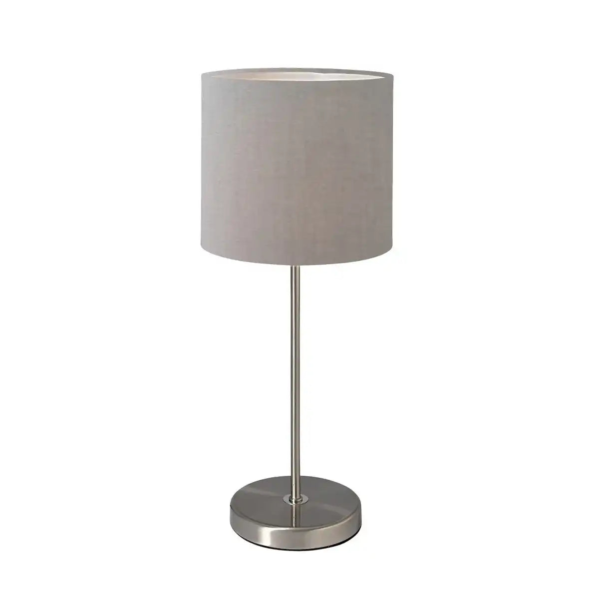 Tischleuchte "NEW YORK", klassische Tischlampe aus Metall mit Textilschirm in Grau, mit E27-Fassung, 38,5 cm hoch, perfekt für Wohnzimmer, Esszimmer, Diele und Büro
