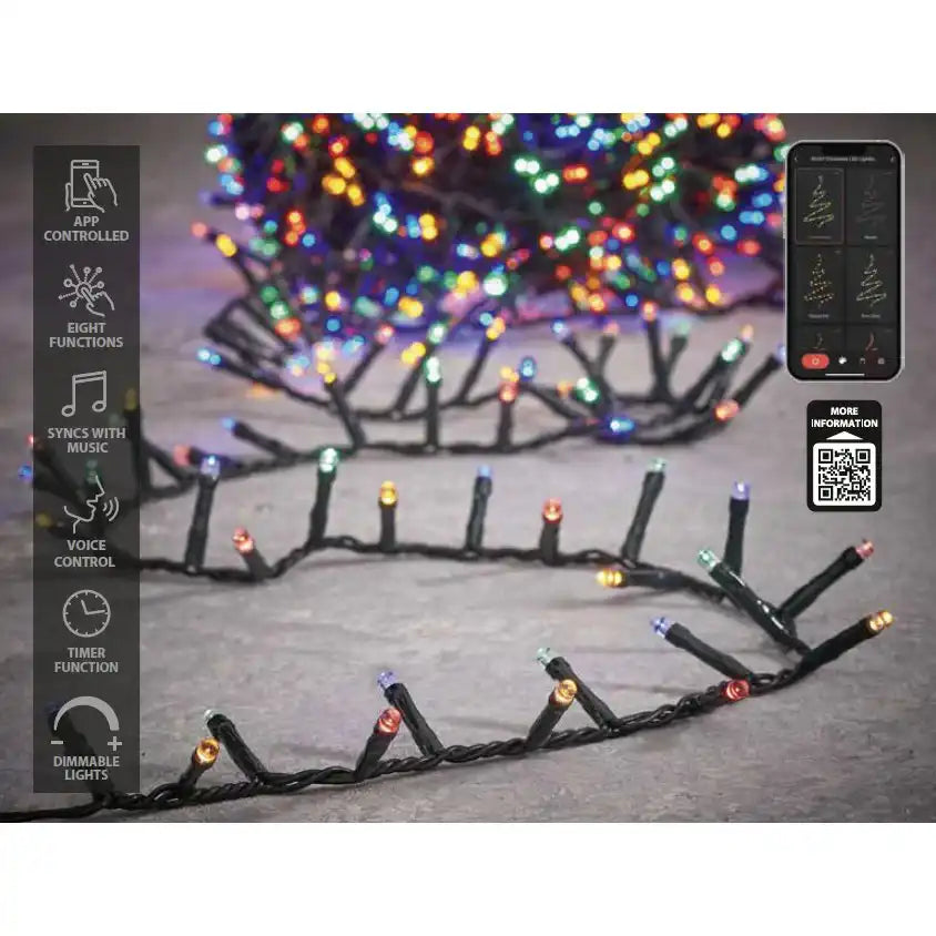 Schlangen-Weihnachtsbaumbeleuchtung mit 1500 LED-Lichtern – L3000 cm – Mehrfarbig