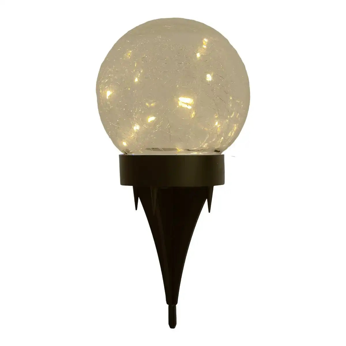3er-Set LED-Solar-Tischleuchte/Erdspieß "Crackle" Ø 12cm , für Außen, Tischleuchte - Kunststoff und Glas , Weiß, mit integrierter LED