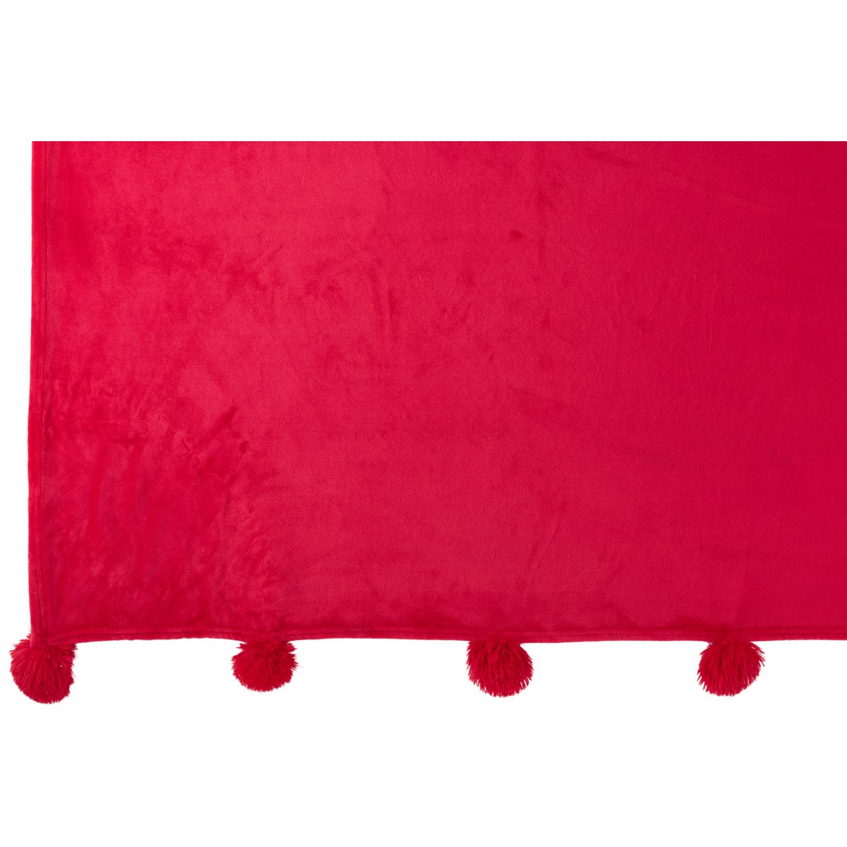 J-Line Plaid Pompom – Polyester – Fuchsia – 170 x 130 cm