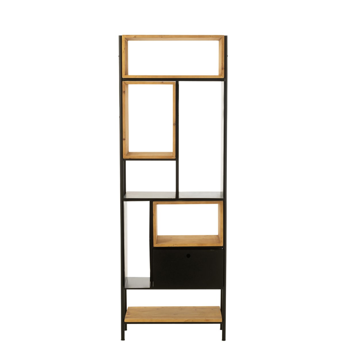 J-Line Regal Tina Holz/Eisen Schwarz/Natur Klein