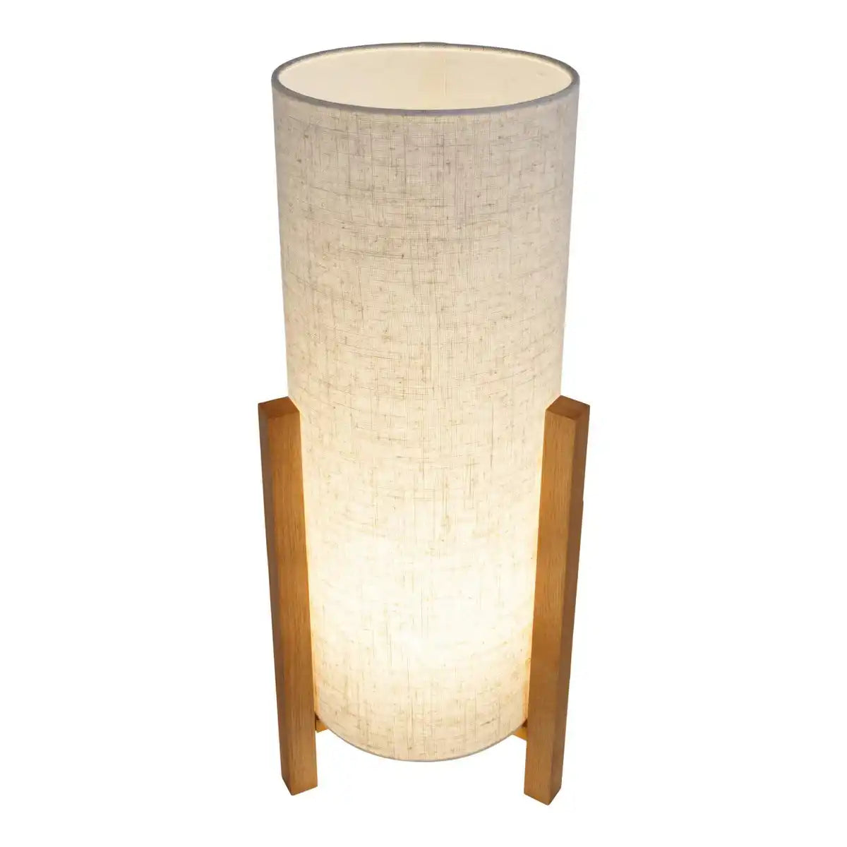 Tischleuchte "MATILDA" klassische Tischlampe mit natürlicher Ausstrahlung durch Holz und Stoffschirm, E27 Fassung, 52 cm hoch