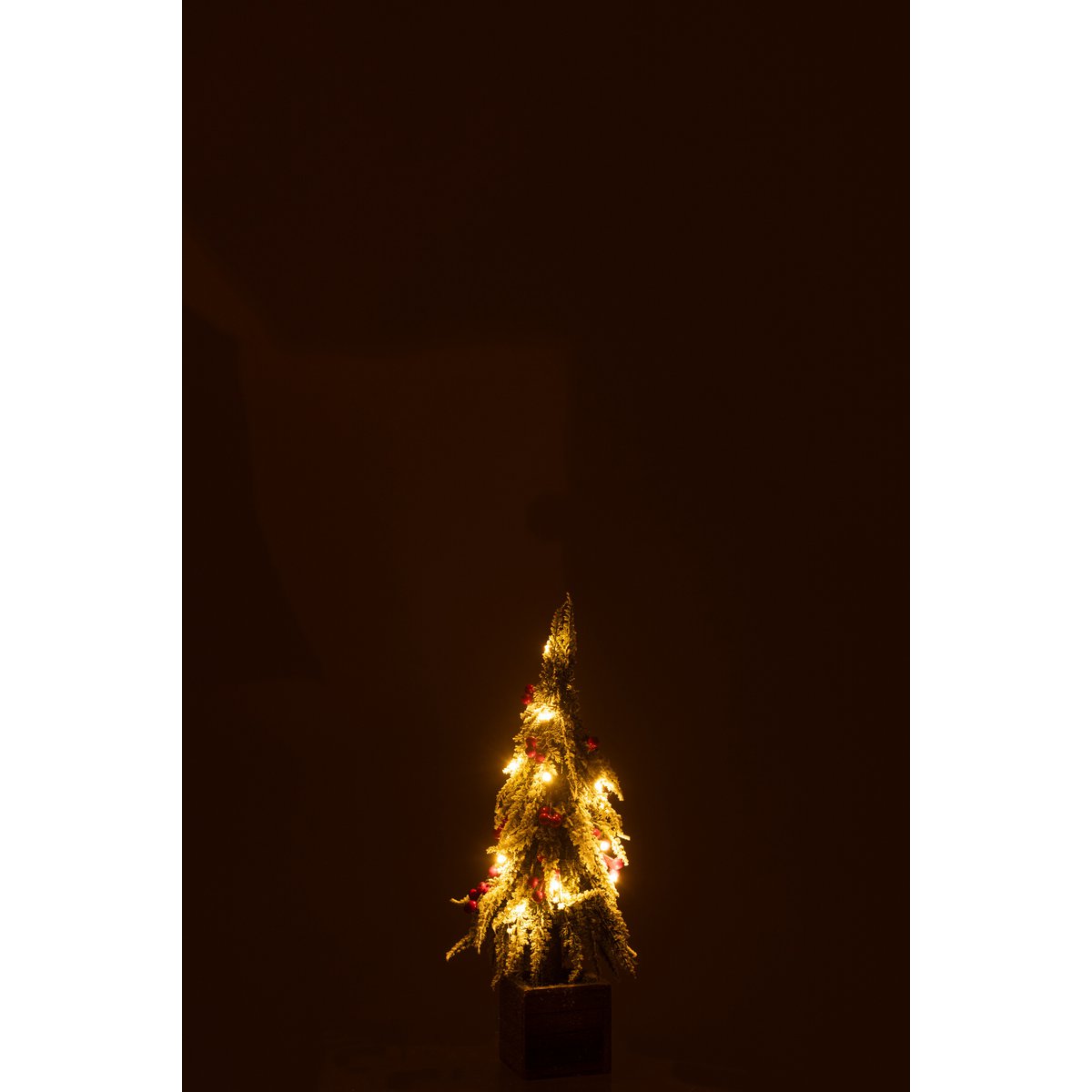 J-Line Weihnachtsbaum+LED Kunststoff Schnee Grün/Rot Klein