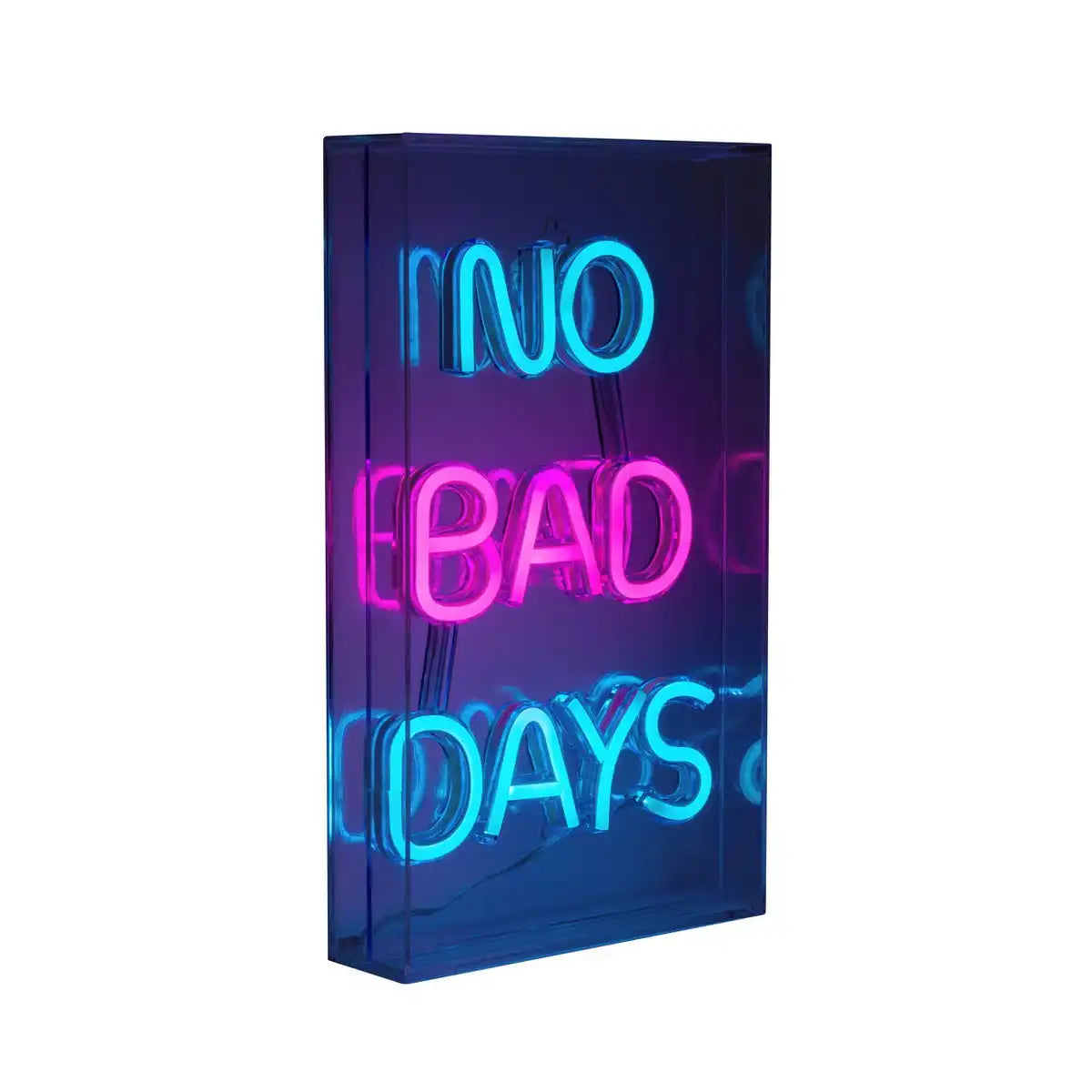 LED Schriftleuchte "NO BAD DAYS" Deko für Innen 30 x 18 cm, in blau und magenta-rot
