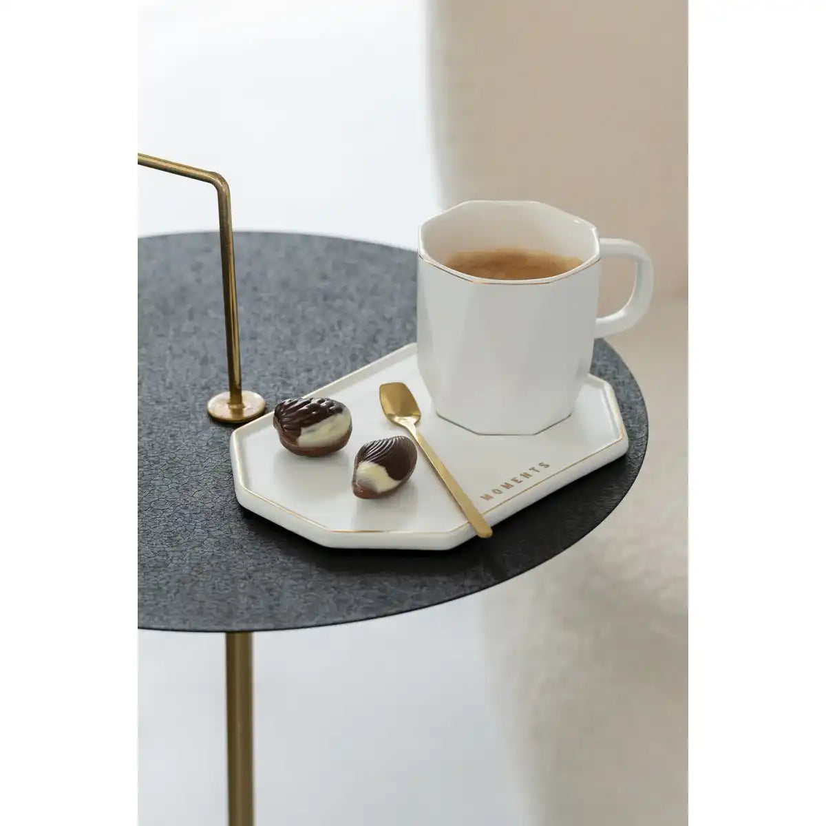 J-Line Tasse + Teller + Löffel Moments Keramik Weiß