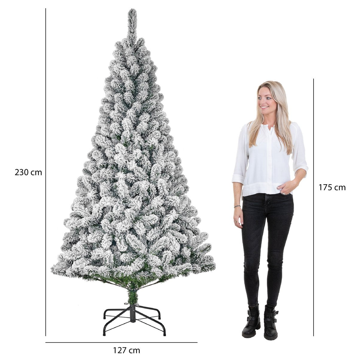 Millington Künstlicher Weihnachtsbaum – H230 x Ø127 cm – Grün gefrostet