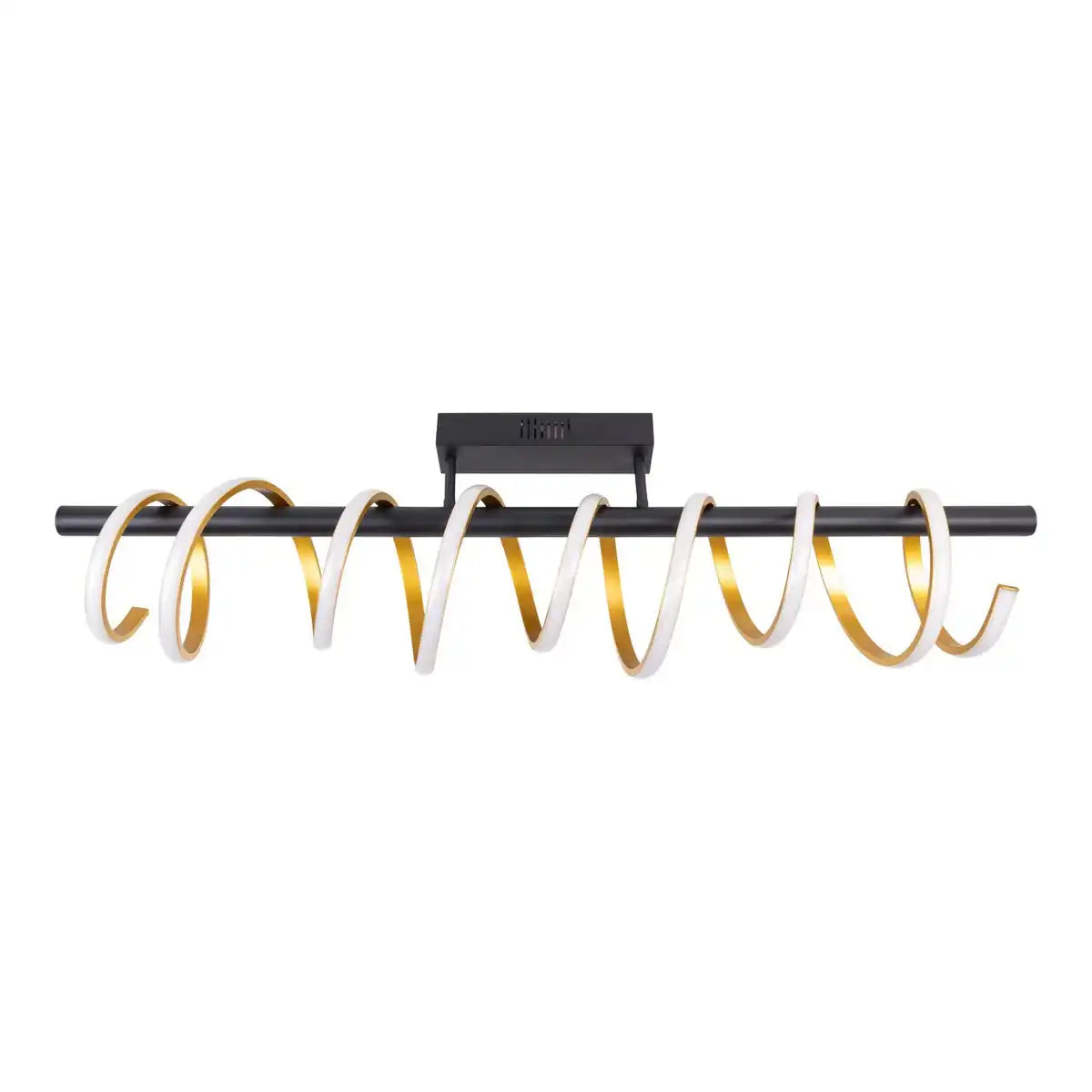 LED Deckenleuchte "BELLEZA", moderne Deckenlampe aus Metall und Kunststoff in Schwarz, Gold und Weiß, mit fest verbauten LEDs, 100cm lang. Die ideale Beleuchtung für Wohnzimmer, Esszimmer oder Büro.