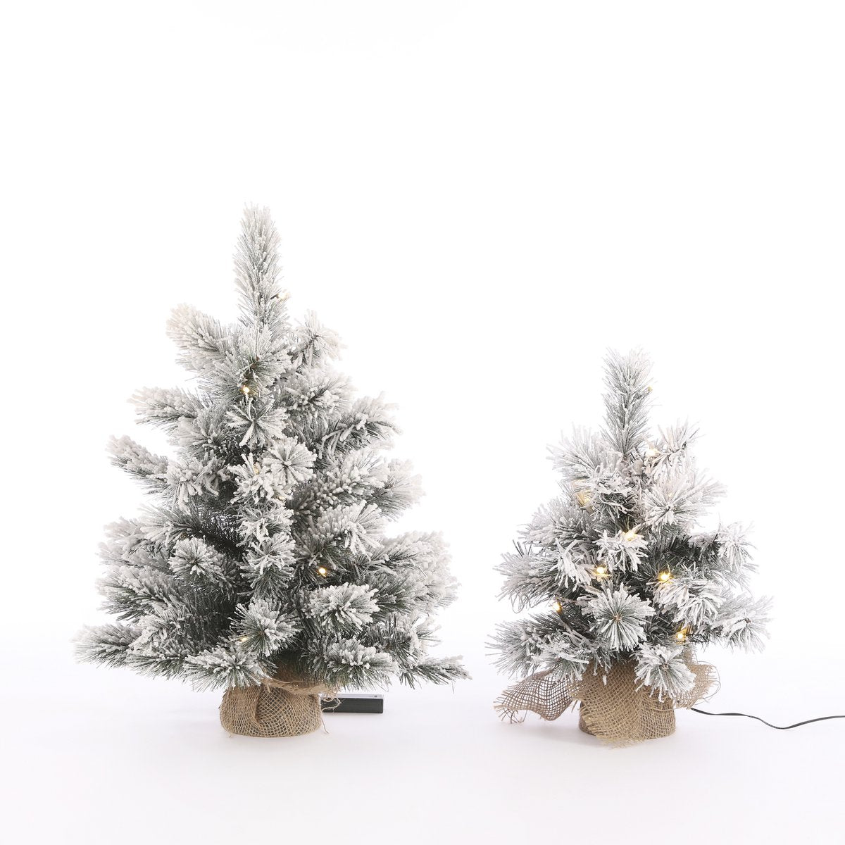 Künstlicher Weihnachtsbaum aus Jute mit LED-Beleuchtung – H60 x Ø50 cm – Frosted Green