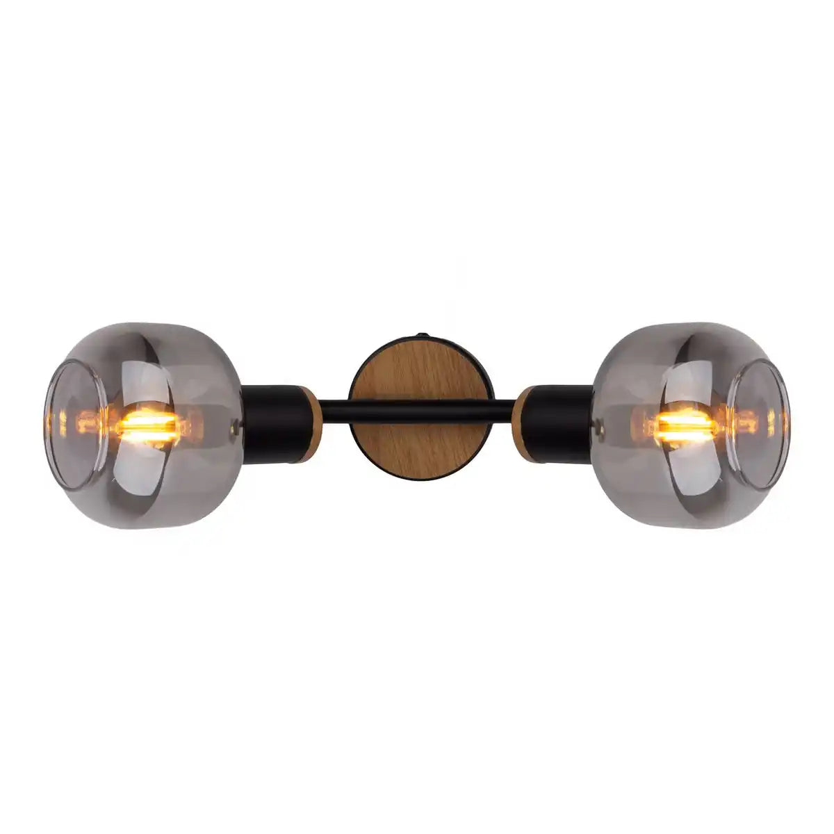 2er Spot Deckenleuchte "FUMOSO", Deckenlampe aus Metall und Rauchglas in Schwarz, und Natur, mit E14-Fassung, für Esszimmer, Wohnzimmer, Diele oder Büro, 40 x 20 cm