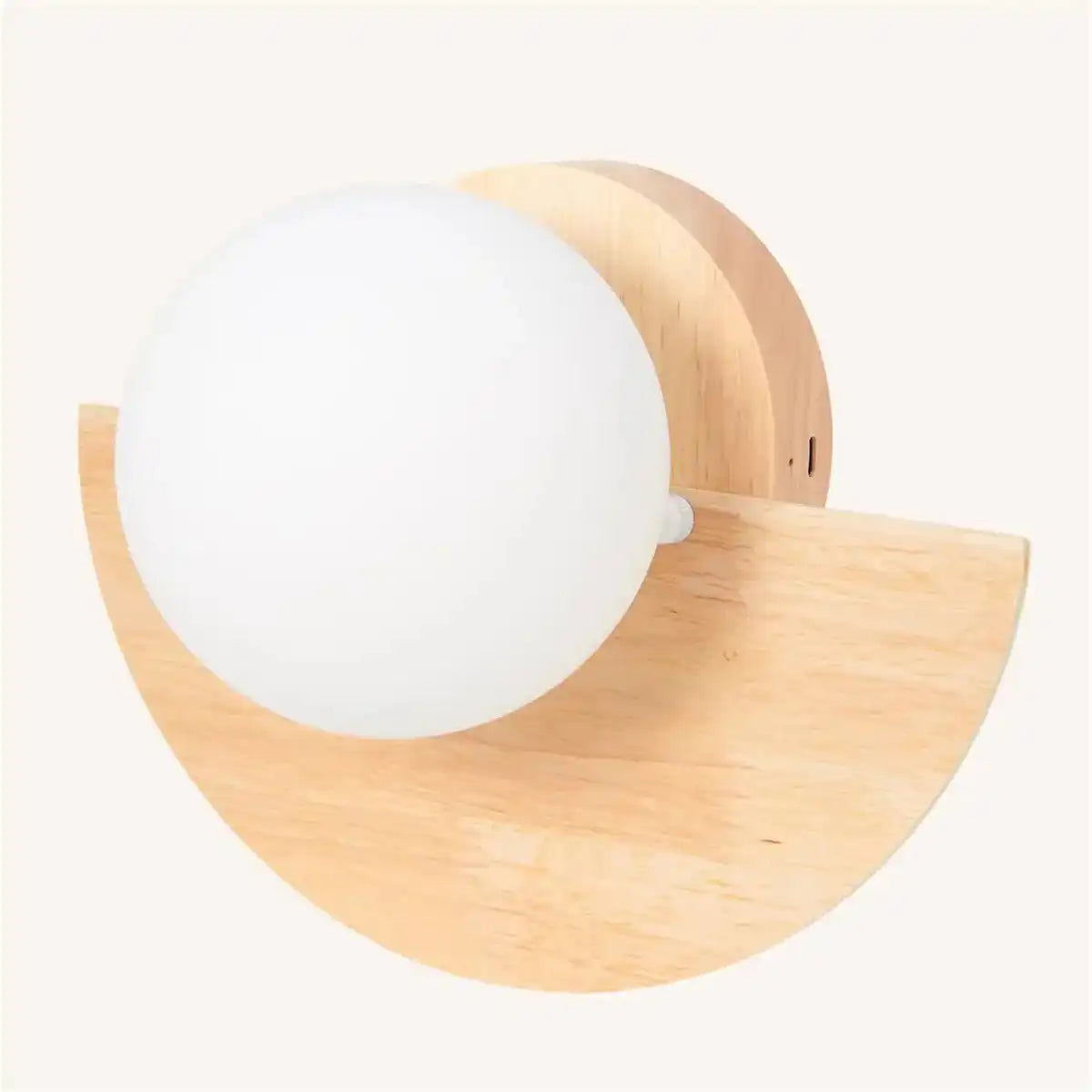 Kane Hellbraune kabellose Wandleuchte – wiederaufladbare Lampe aus Holz und Glas