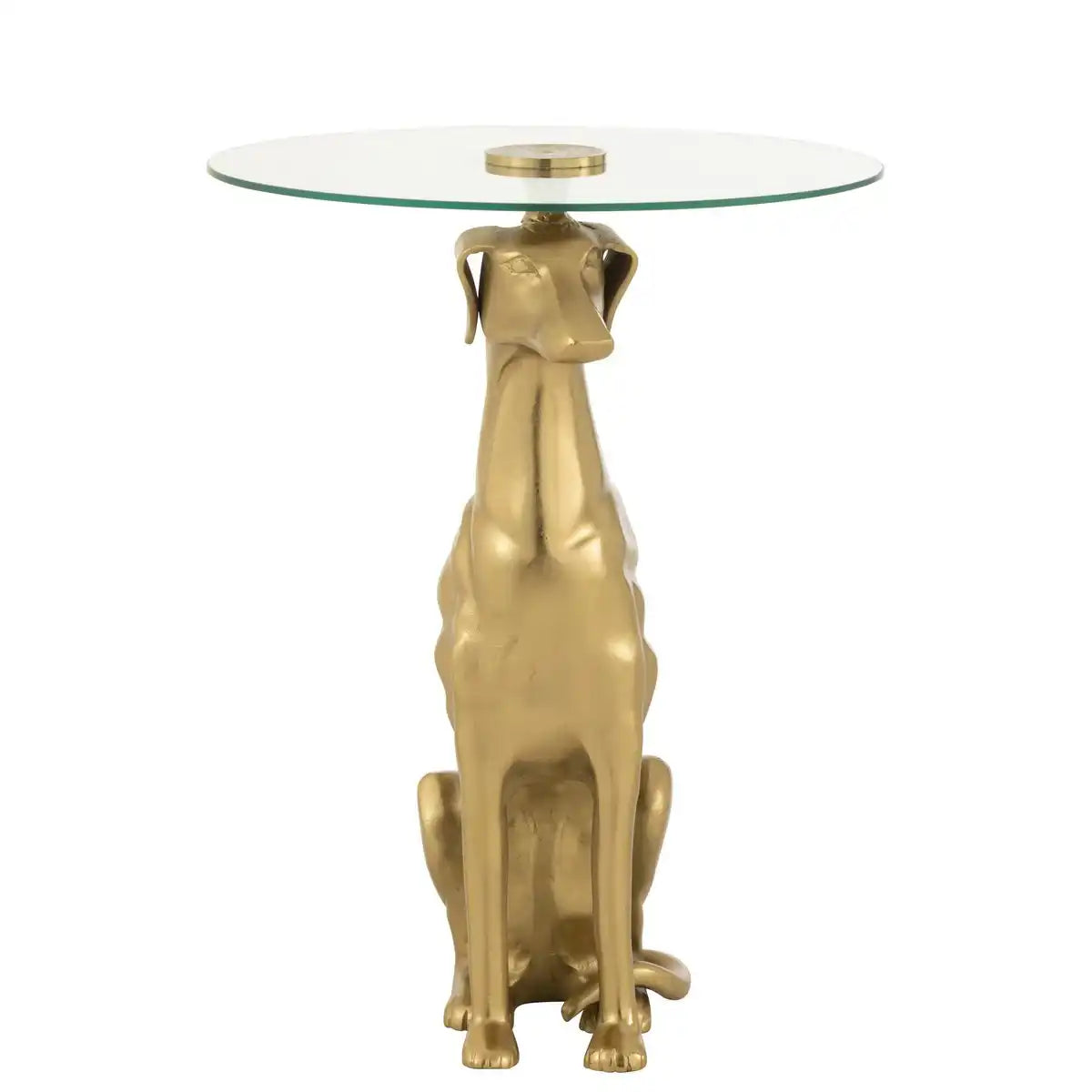 J-Line Side Table Hund Basis Aluminium/Glas Gold gefärbt