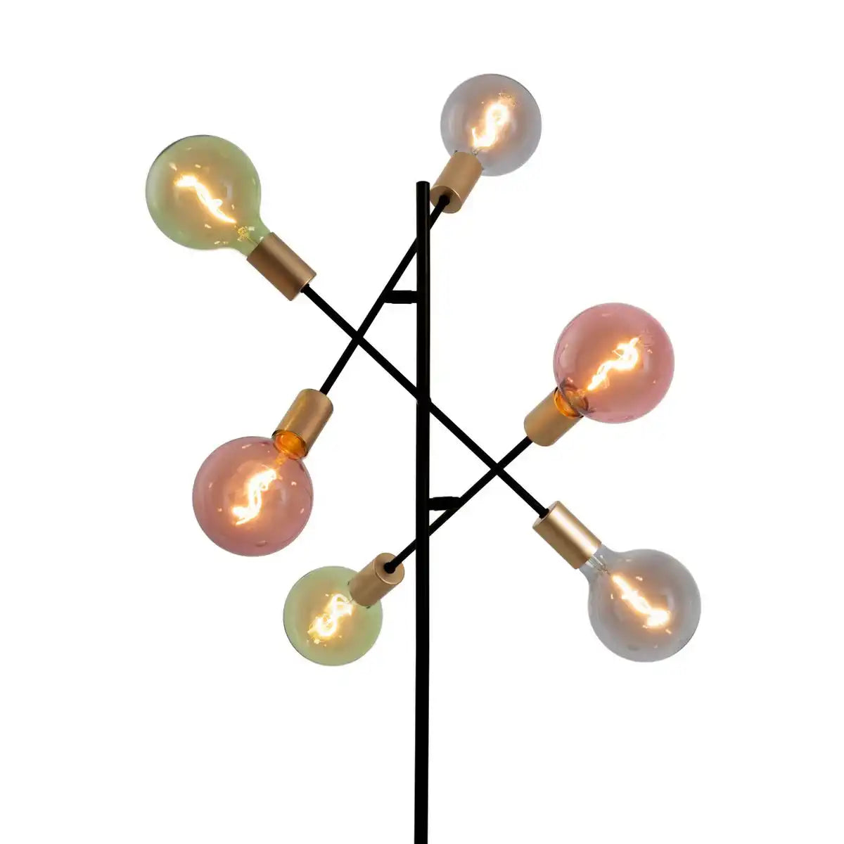 Stehleuchte "MODO" aus Metall in Schwarz,, Fassungen in Gold, E27-Fassung, Stehlampe für Wohnzimmer, Esszimmer, Küche, Diele, Flur oder Büro, 150 x 49 cm