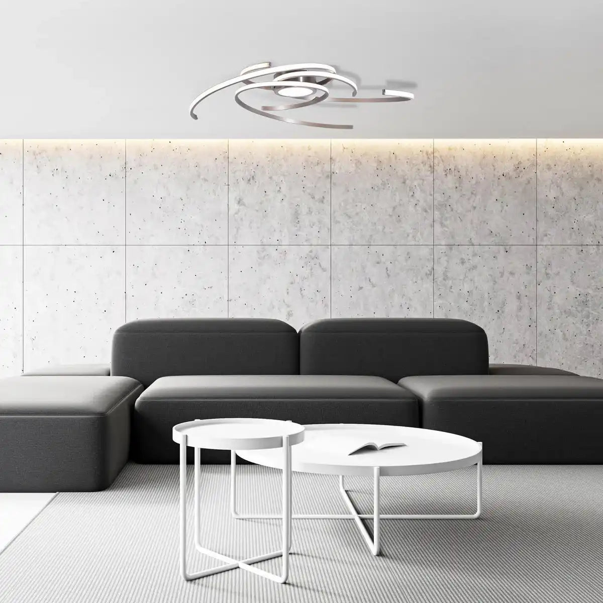 LED Deckenleuchte "RADON" in satin-nickel aus Metall und Kunststoff, mit fest verbauten LEDs Ø 57 cm