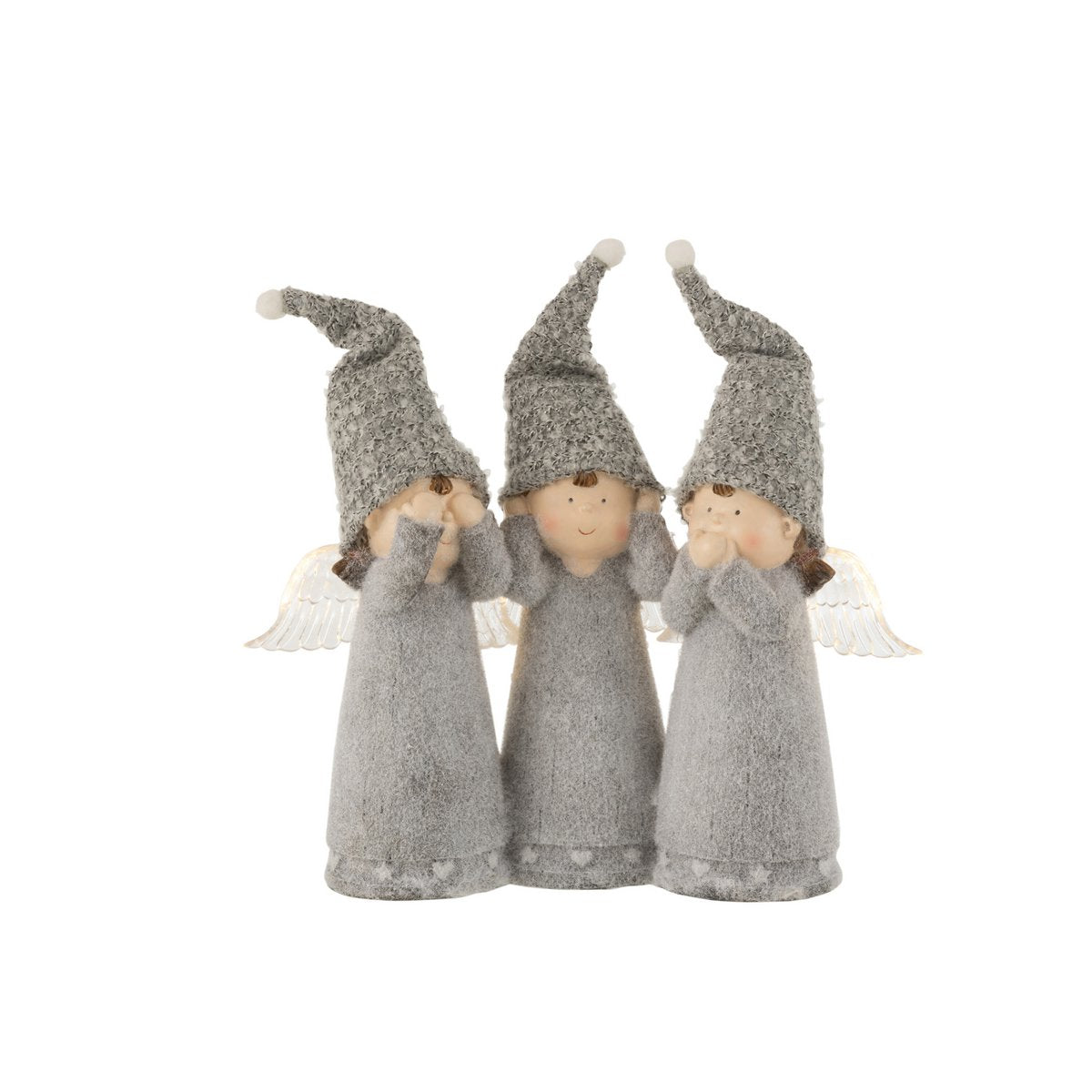 J-Line Engel 3-teilig Hear/See/Speak No Evil Poly Grey
