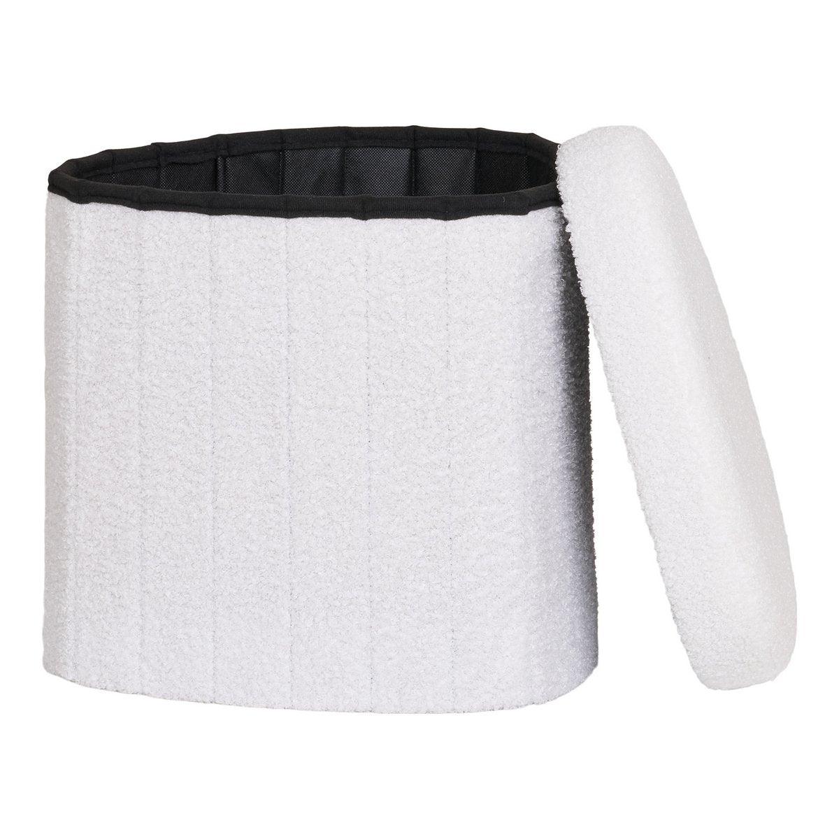 Medford Pouf – Weiß, Polyester/Schaum/Sperrholz, 36,5 x 42,5 x 37,5 cm