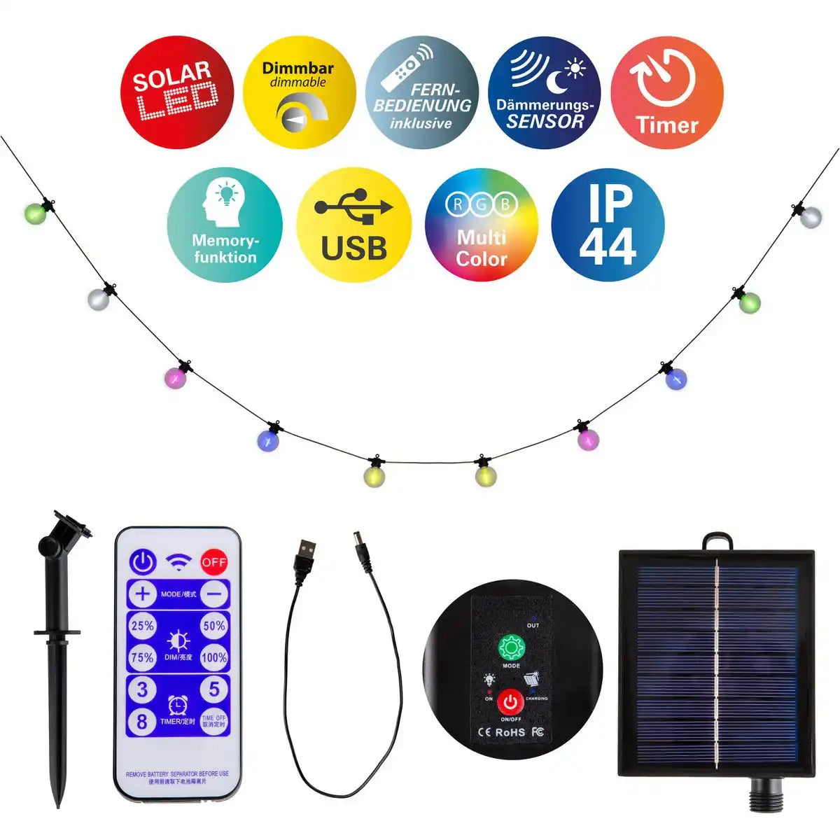 Solar-10er Lichterkette WW "CADENA"