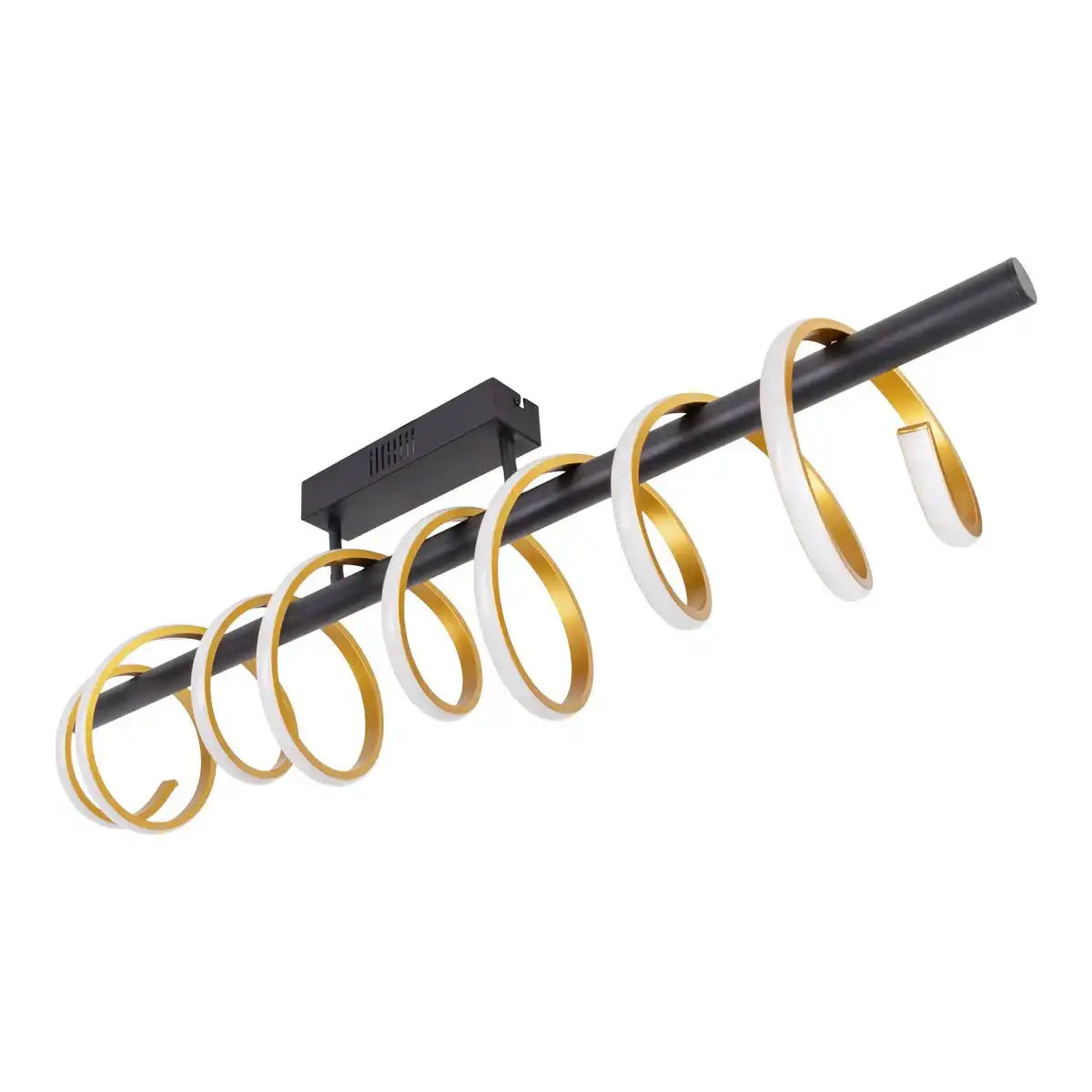 LED Deckenleuchte "BELLEZA", moderne Deckenlampe aus Metall und Kunststoff in Schwarz, Gold und Weiß, mit fest verbauten LEDs, 100cm lang. Die ideale Beleuchtung für Wohnzimmer, Esszimmer oder Büro.
