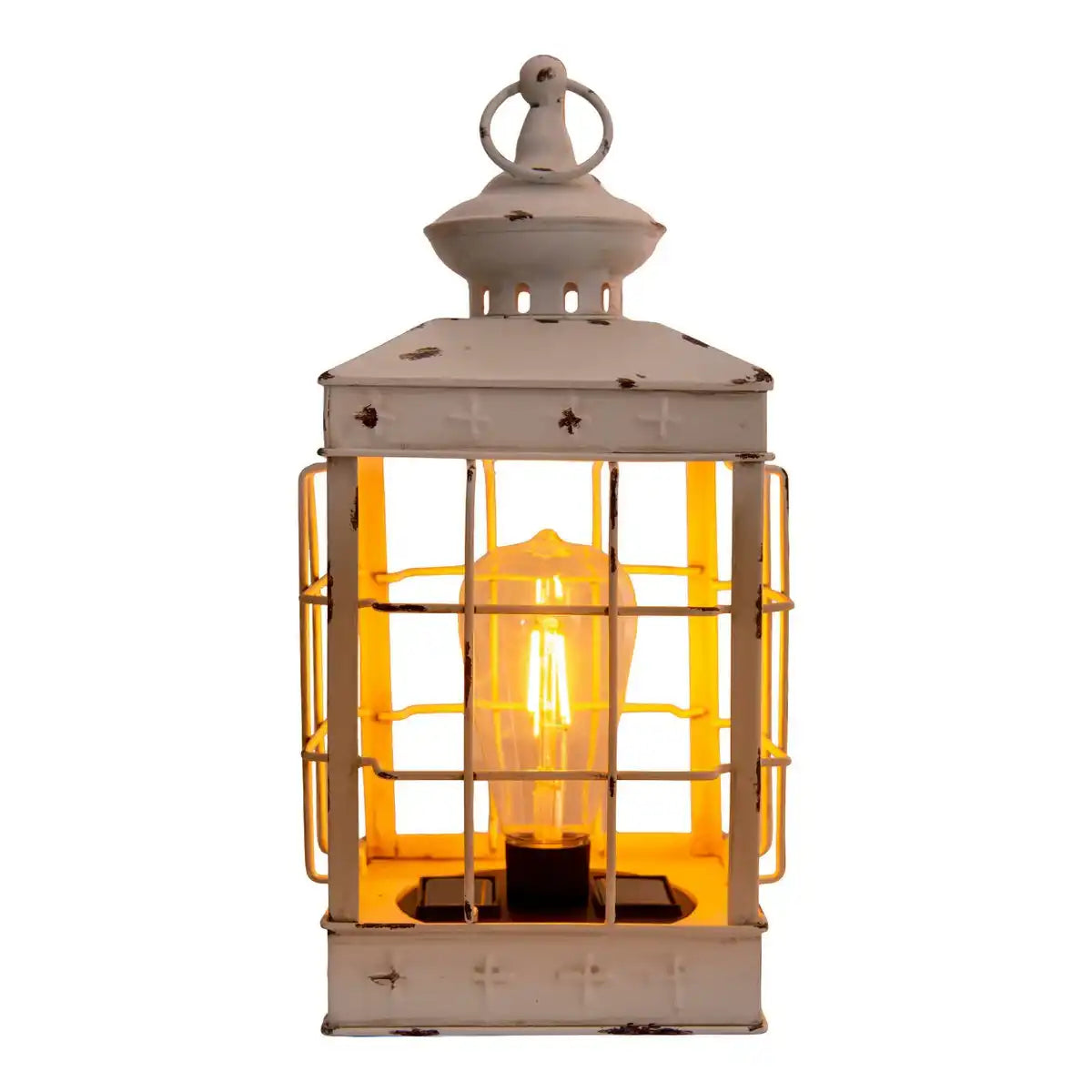 LED Deko-Solarleuchte Laterne 31,5 cm hoch, antik-weiß, aus Metall und Kunststoff, LED integriert, für Außen
