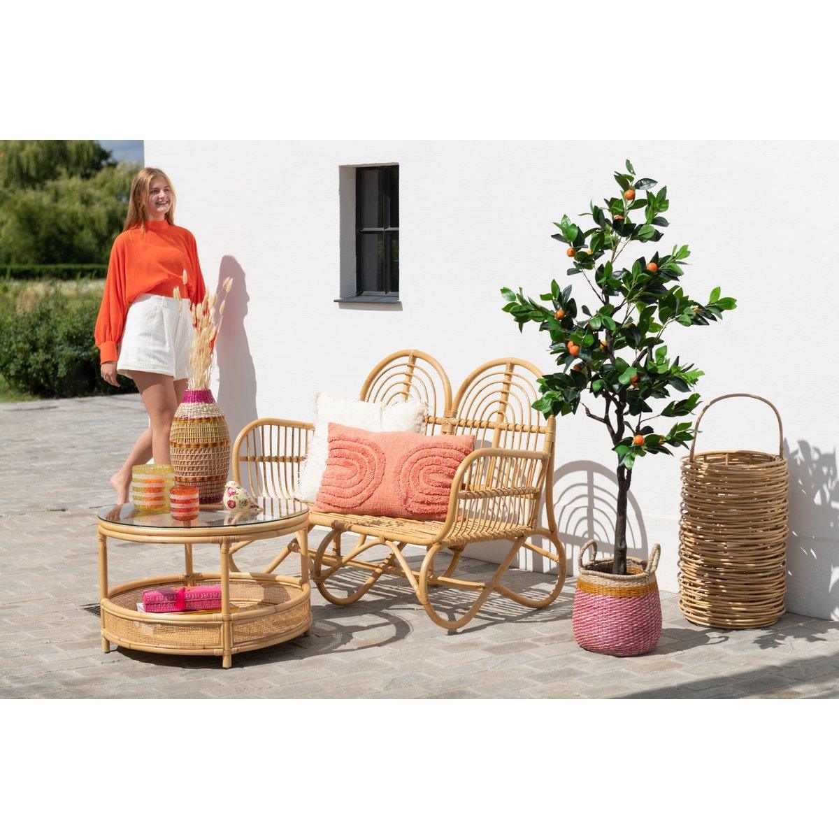 J-Line Couchtisch Jovelyne – Rattan/Glas – Natur