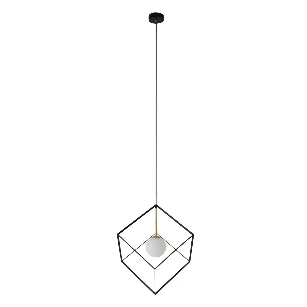 Pendelleuchte "CADRE", Pendellampe Retro aus Metall und Glas in Schwarz, und Weiß mit G9-Fassung, 30 cm Seitenlänge, für Wohnbereich und Büro.