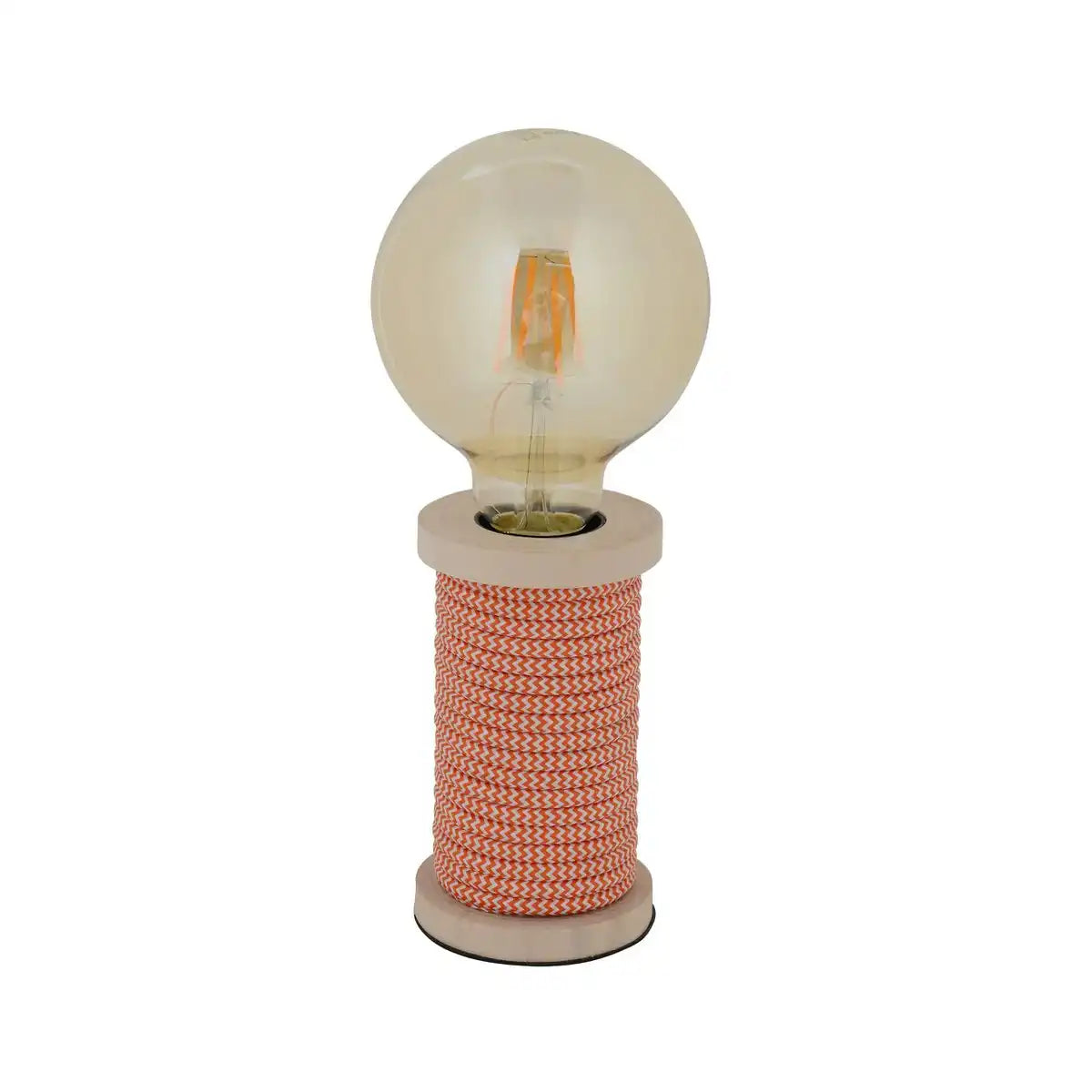 Tischleuchte max. 12cm hoch, Deko-Tischleuchte aus Metall und Kunststoff und Textilmaterial in orange-weiß, E27-Fassung, Tischlampe für Esszimmer, Küche, Kinderzimmer, Diele