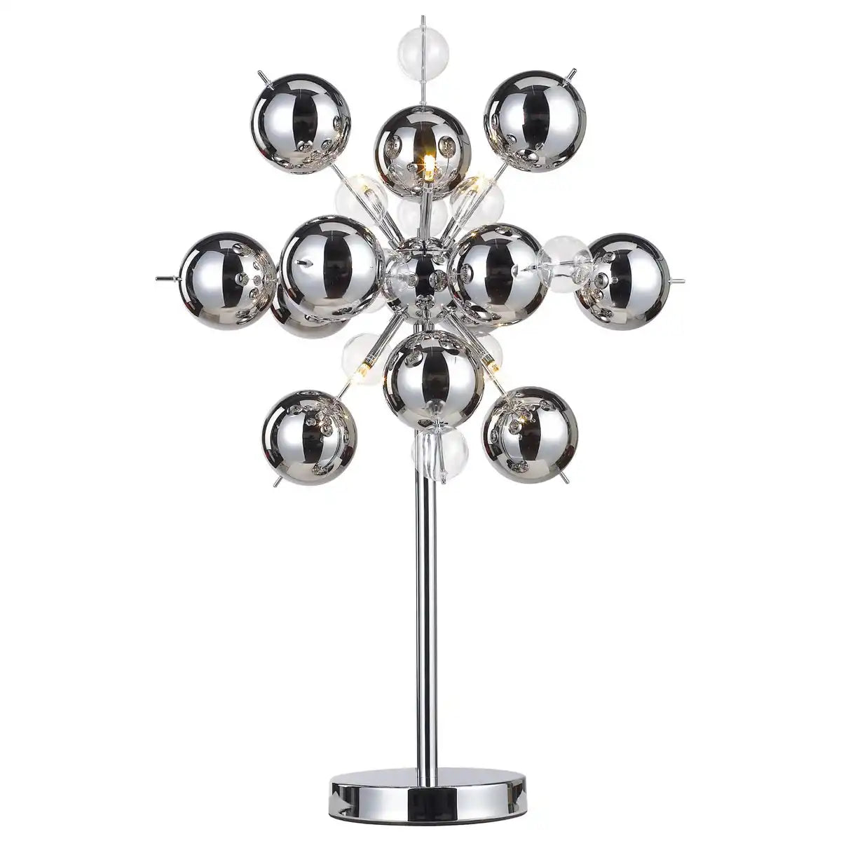 Tischleuchte "EXPLOSION", Tischlampe aus Metall und Glas, Chrome, G9, Tischlampe 73 cm hoch