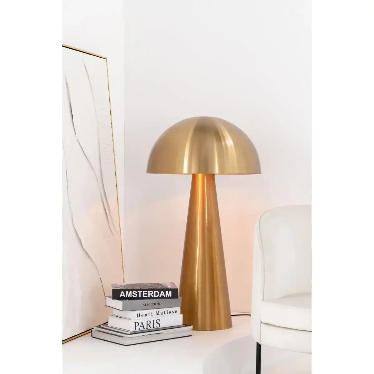 J-Line Lampe Pilz Metall Matt Gold Extra Groß