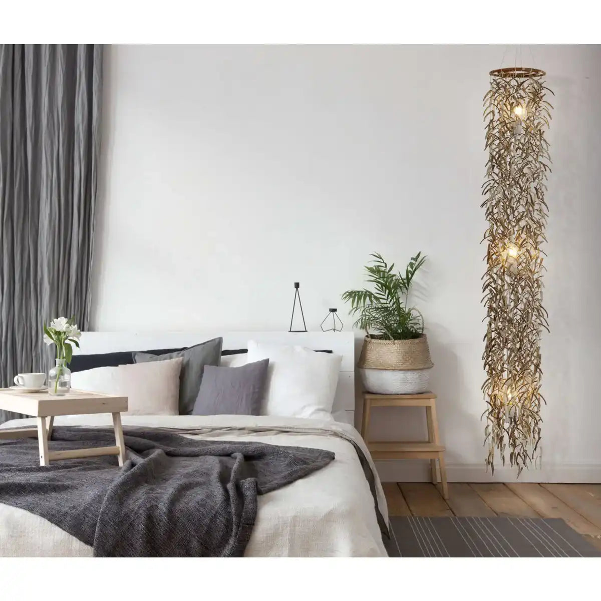 Pendelleuchte "Kokos" 180 cm hoch, aus Holz und Kokosschalen, beige/braun, E27-Fassung, Beleuchtung für Wohnzimmer, Esszimmer oder Wintergarten.