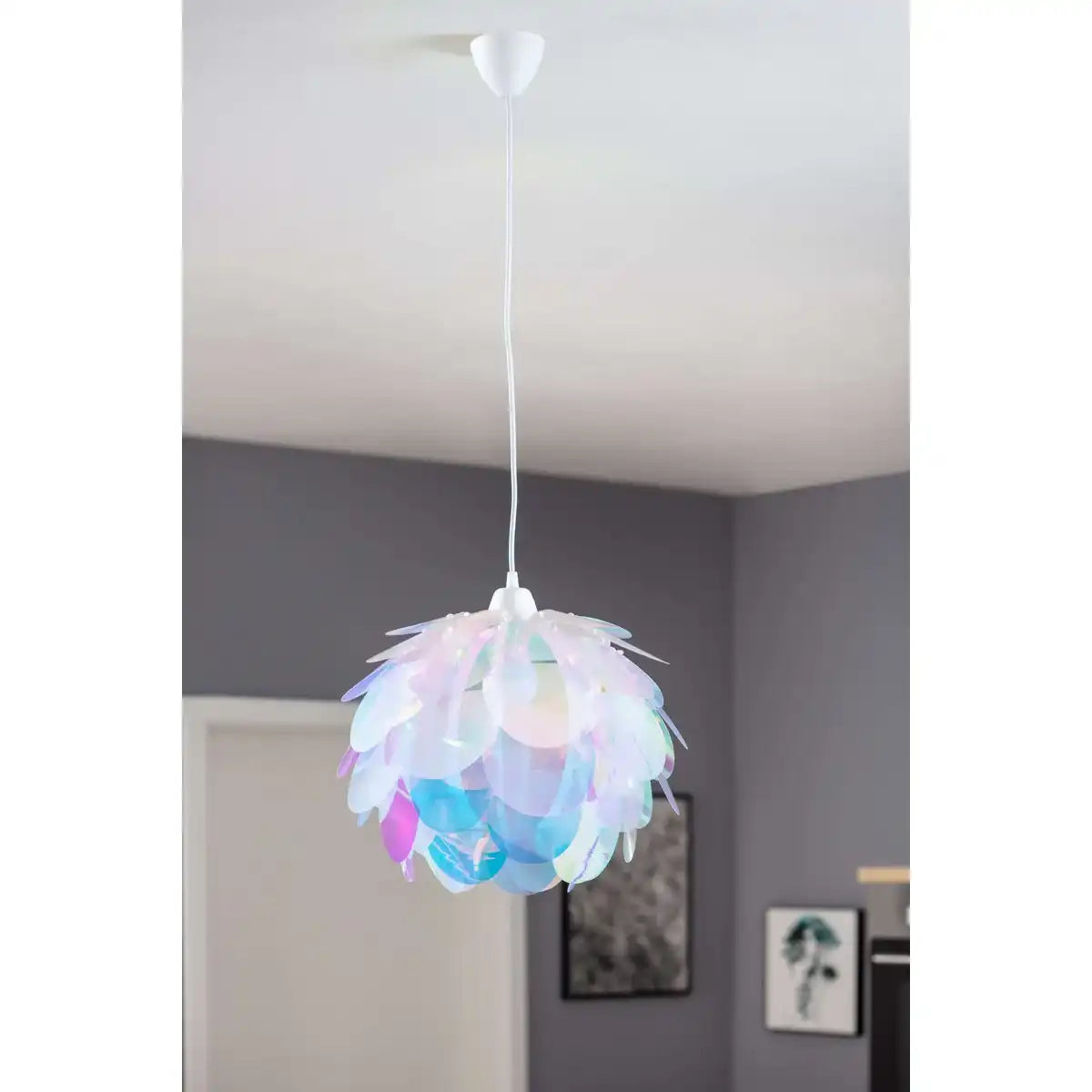 Pendelleuchte "FORA" aus Metall und irisierendem Kunststoff, E27-Fassung, Beleuchtung für Wohnzimmer, Esszimmer und Büro, Ø40 cm