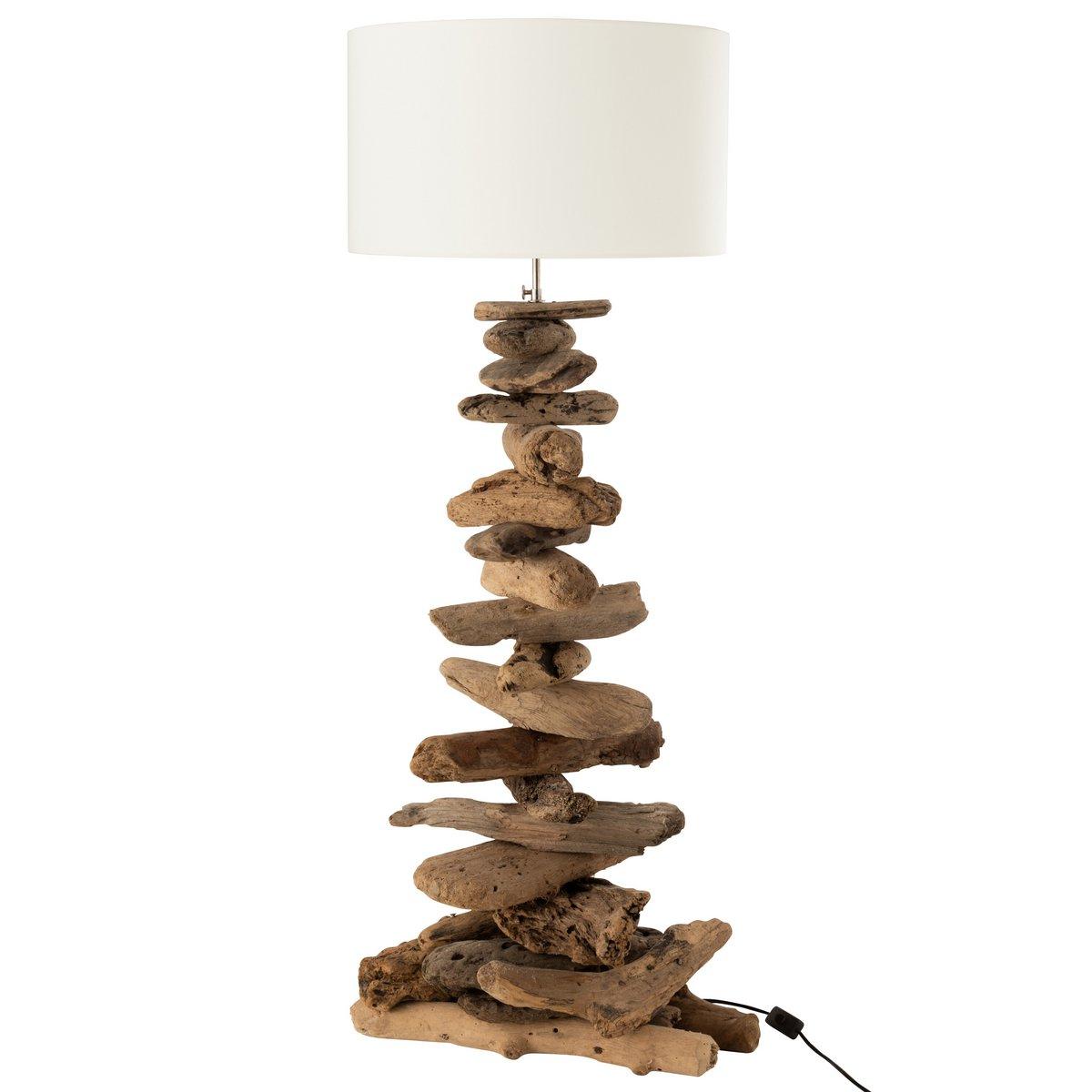 J-Line Lampe + Schirm – Holz – Natur/Beige – mittel