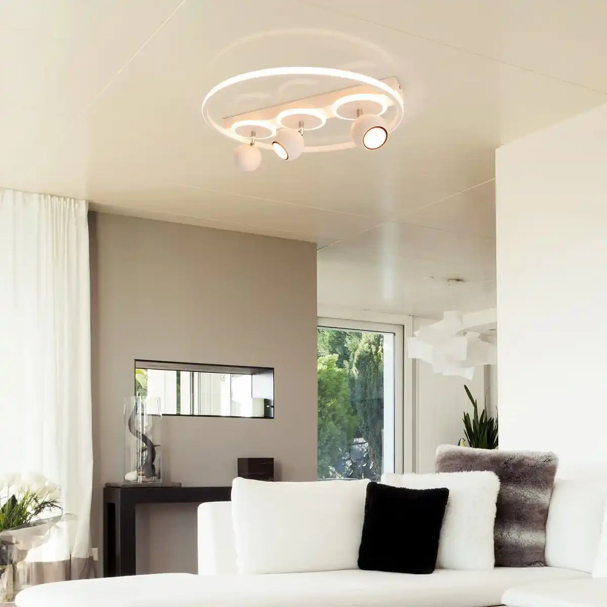 3er-Spot LED Deckenleuchte "RONDA" Ø 50cm, aus Metall und Kunststoff, weiß, GU10, Spots innen
