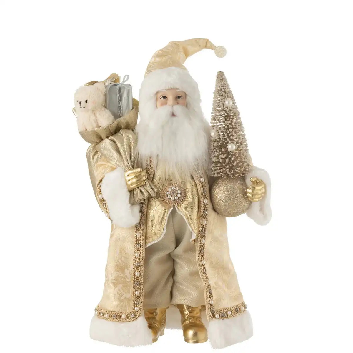 J-Line Weihnachtsmann-Deko-Harz/Textil-Gold
