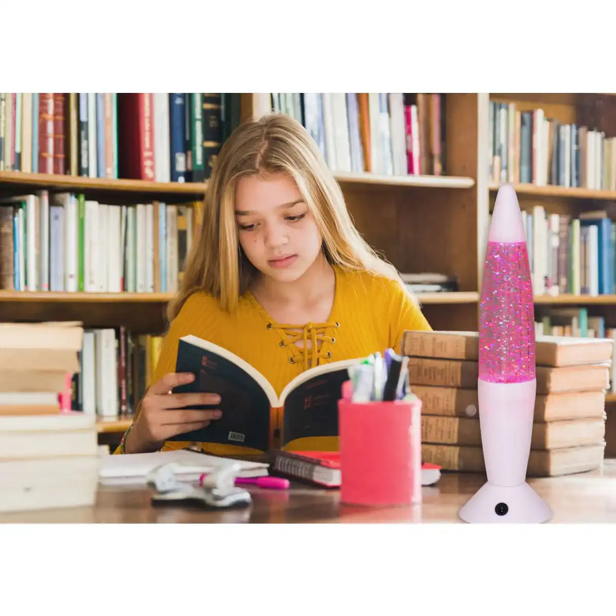 LED-Tischleuchte "Glitter", die Deko Tischlampe aus Metall und Kunststoff, ca.. 36 cm hoch, mit fest verbauten LEDs, spendet buntes Licht mit "Glitter", Effektbeleuchtung für Wohnzimmer, Büro, Kinderzimmer oder Nachttisch