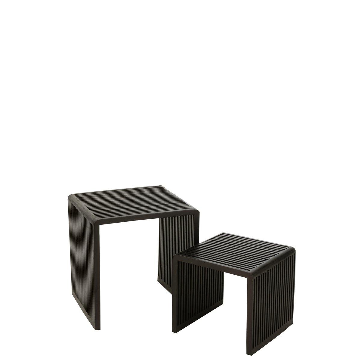 J-Line Couchtisch Cube Recyceltes Teakholz – Holz – Schwarz