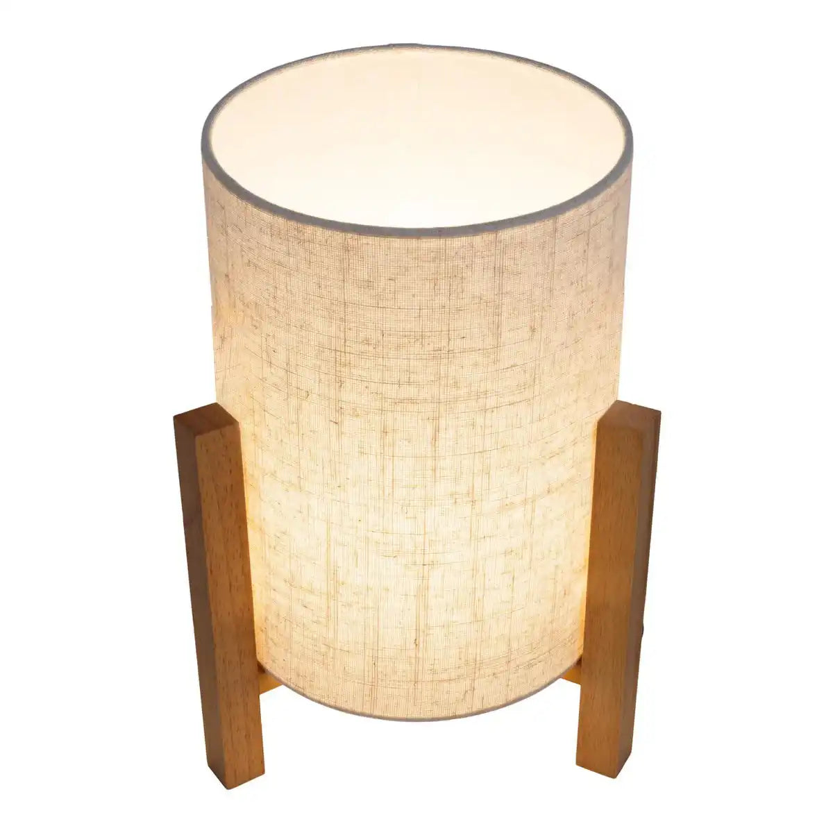 Tischleuchte "MATILDA" klassische Tischlampe mit natürlicher Ausstrahlung durch Holz und Stoffschirm, E27 Fassung, 32 cm hoch