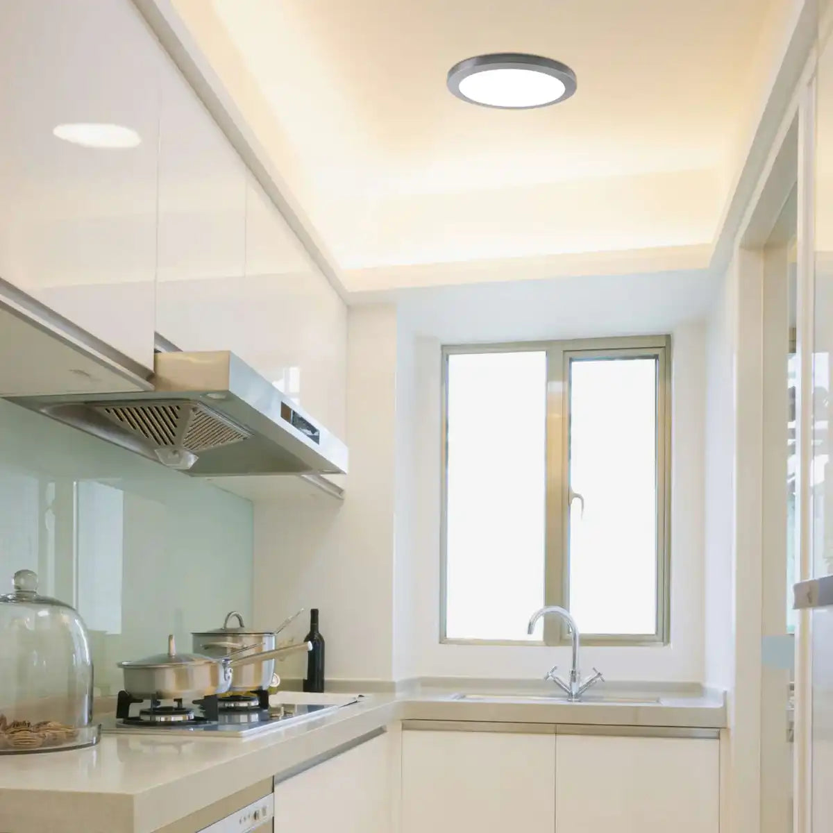 LED Deckenleuchte "BONUS", Funktion, Deckenlampe aus Metall und Kunststoff, Ringe in Chrome und Weiß sind wechselbar, mit fest verbauten LEDs, 22,5 cm Durchmesser