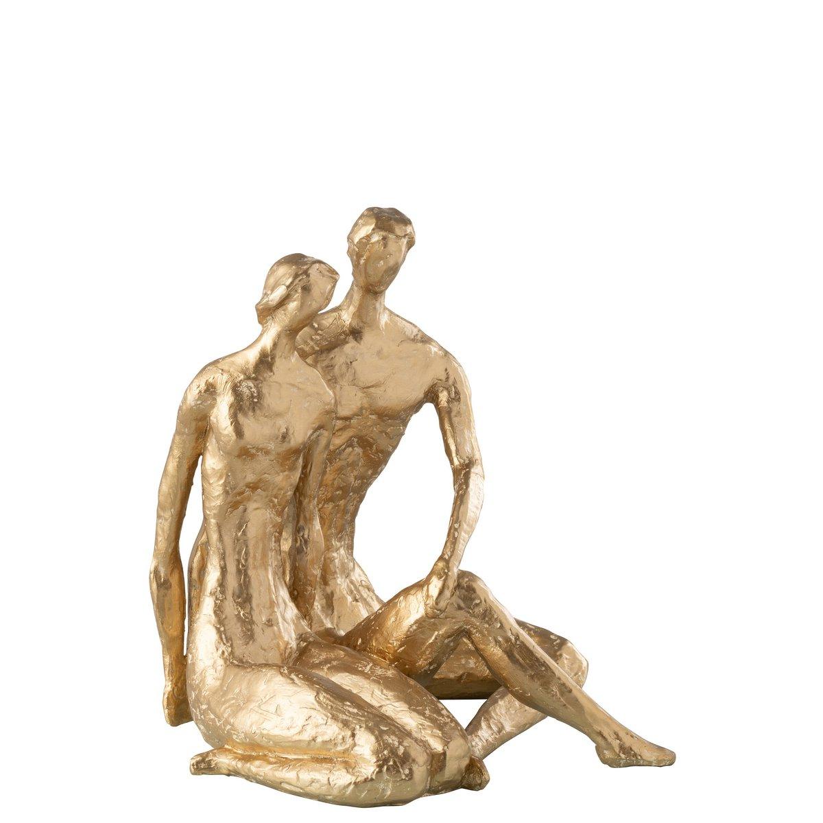 J-Line Paar sitzendes Resine Gold