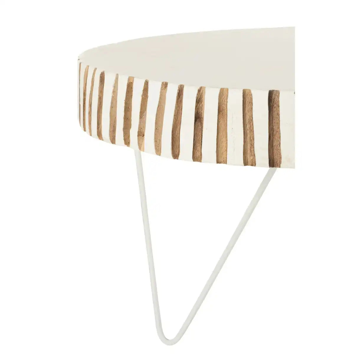 J-Line Tisch Ying Wood – Metall – Weiß – 2er-Set