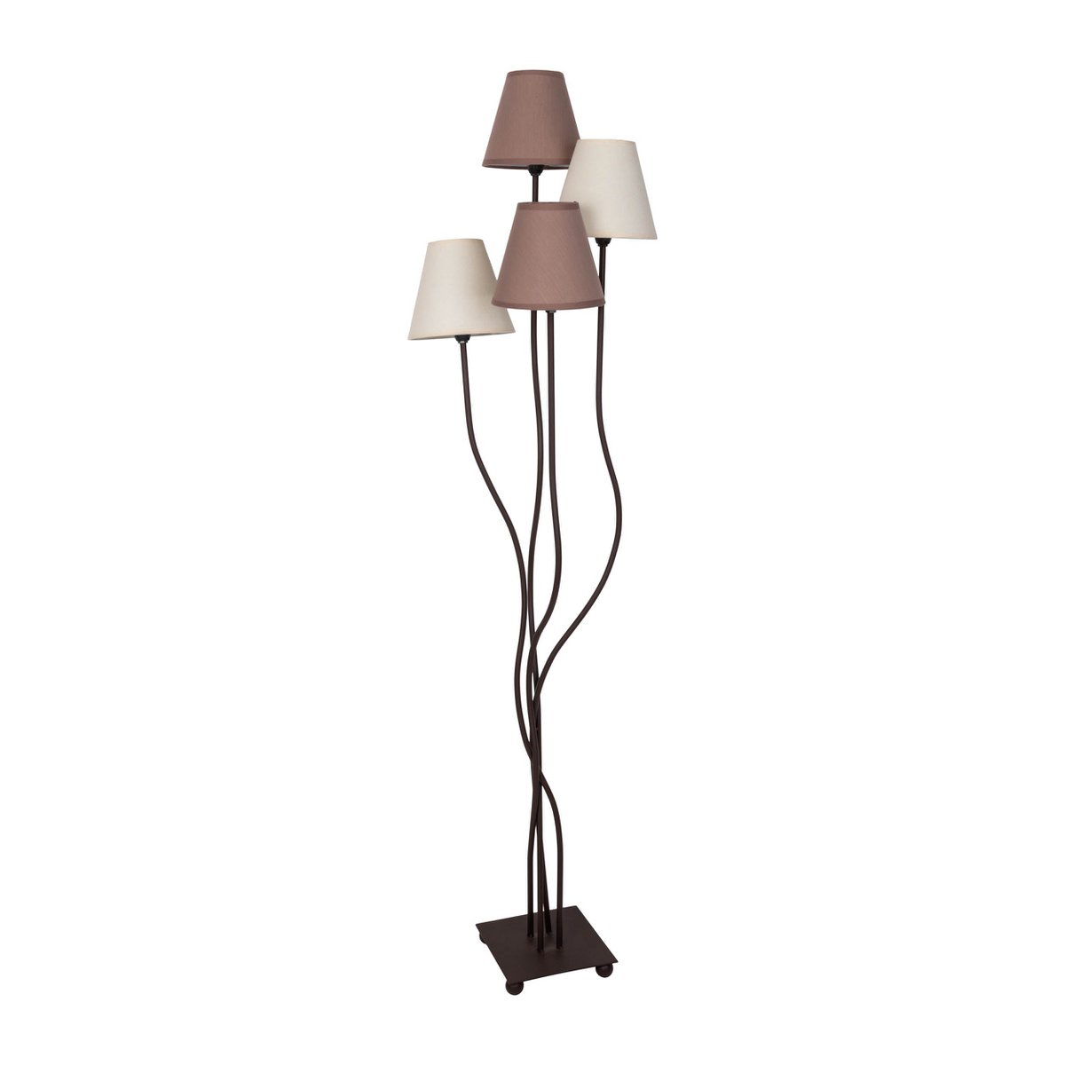 Textilstehleuchte 4-flammig "BOHO", Stehlampe in Beige/Braun, mit E14-Fassung, für Esszimmer, Wohnzimmer, Diele oder Büro, 138 cm hoch