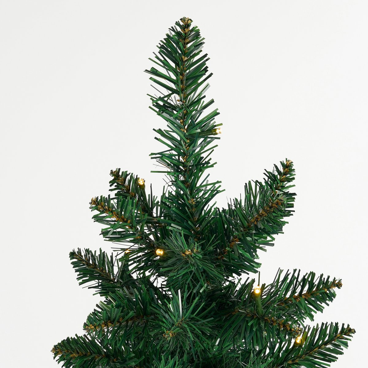 Gerlos Schmaler künstlicher Weihnachtsbaum im Topf mit warmweißer LED-Beleuchtung – H120 x Ø51 cm – Grün