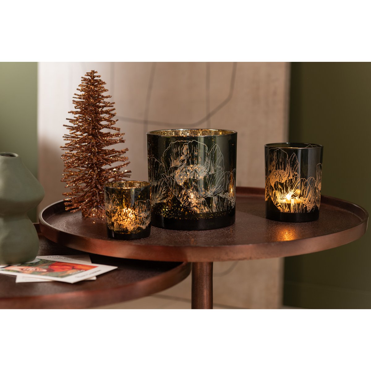 J -Line Dekoration Weihnachtsbaum Glitzer - Holz - Brown - Medium