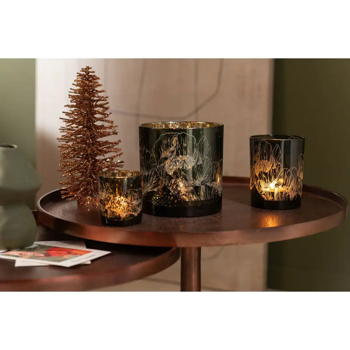 J -Line Dekoration Weihnachtsbaum Glitzer - Holz - Brown - Medium