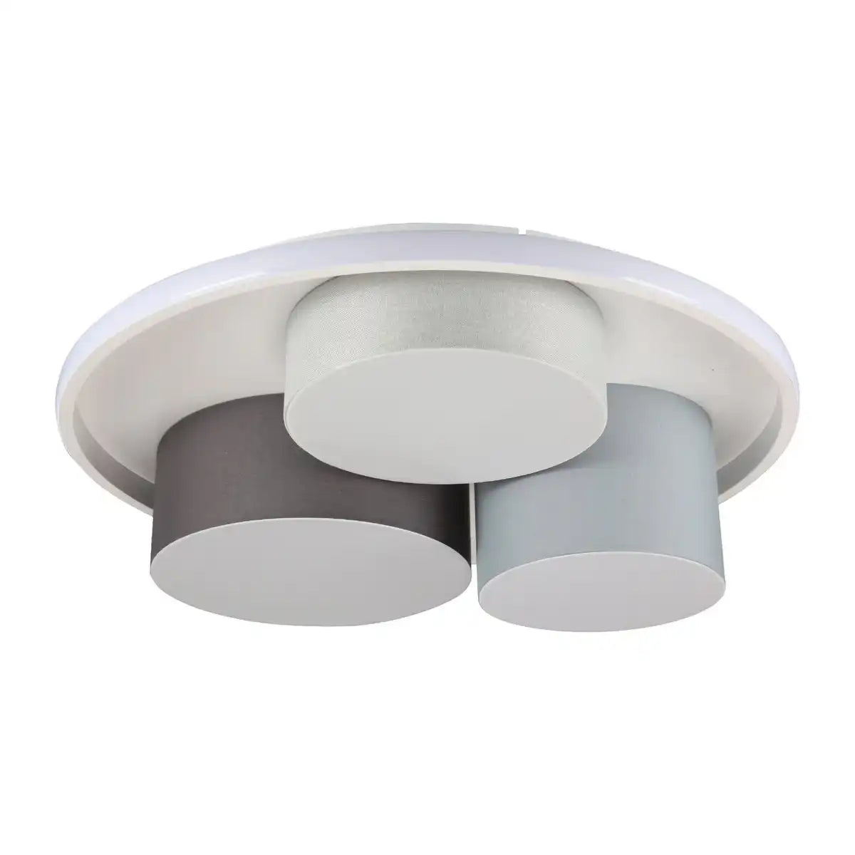 3er-LED Deckenleuchte "EPPAN" Ø 56cm, aus Metall, Kunststoff und Textil in Grau, integrierte LEDs, Beleuchtung für Wohnzimmer, Büro oder Eingangsbereich