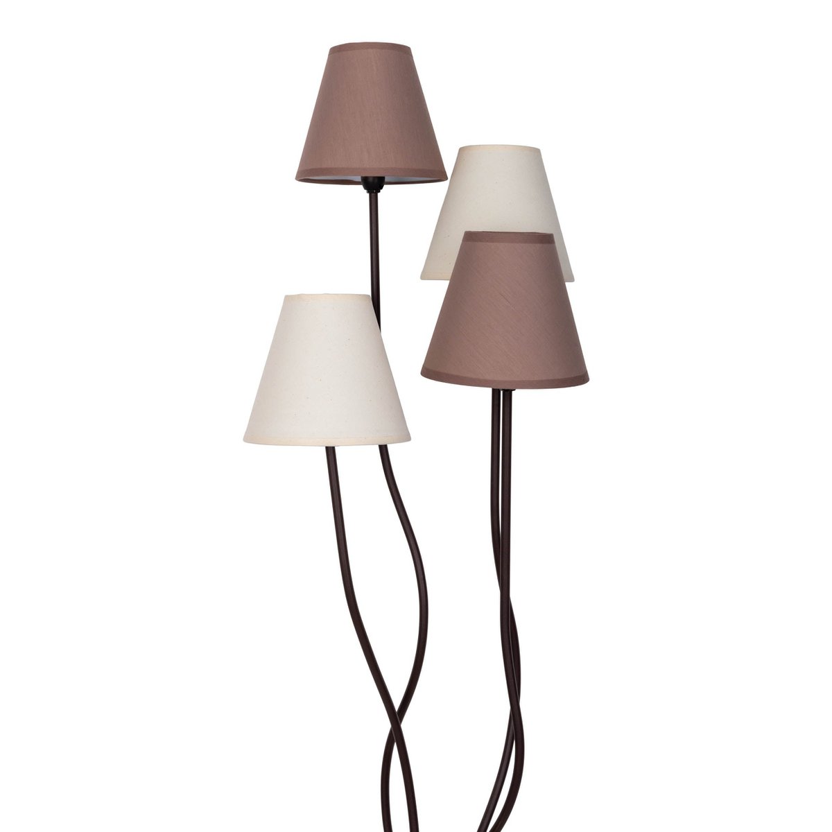 Textilstehleuchte 4-flammig "BOHO", Stehlampe in Beige/Braun, mit E14-Fassung, für Esszimmer, Wohnzimmer, Diele oder Büro, 138 cm hoch