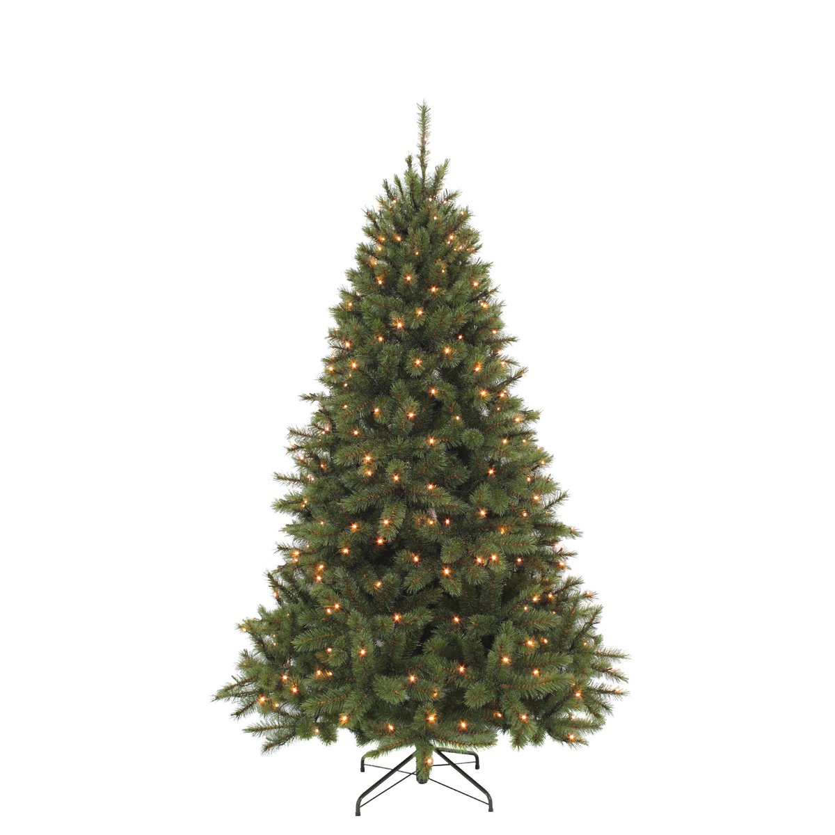 Künstlicher Weihnachtsbaum mit LED-Beleuchtung – H215 x Ø127 cm – Dunkelgrün