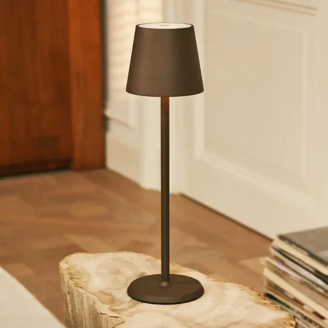 Jasper Mocha Brown - drahtlose Lampe mit Batterie -L -Metall, dimmbare und 3 Lichtstufen